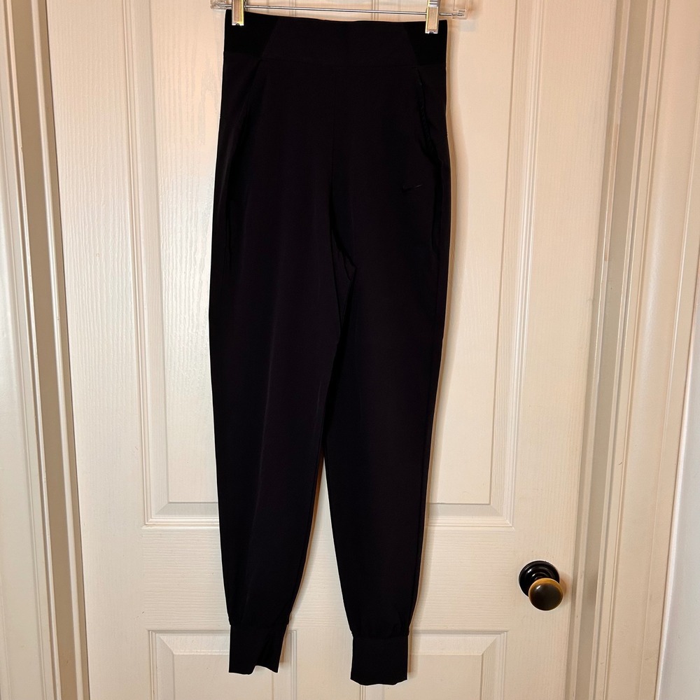 Nike Dri-FIT Women Black High Rise Tapered Jogger Pants Tall XS